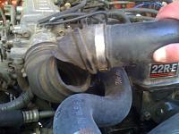 poor/very low idle after oil change to 5w30-big-tear-hose.jpg