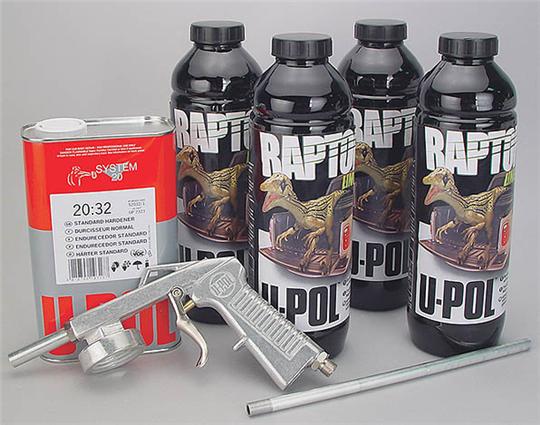 Black Spray On Raptor Bed Liner Kit with Spray Gun: U-POL 820
