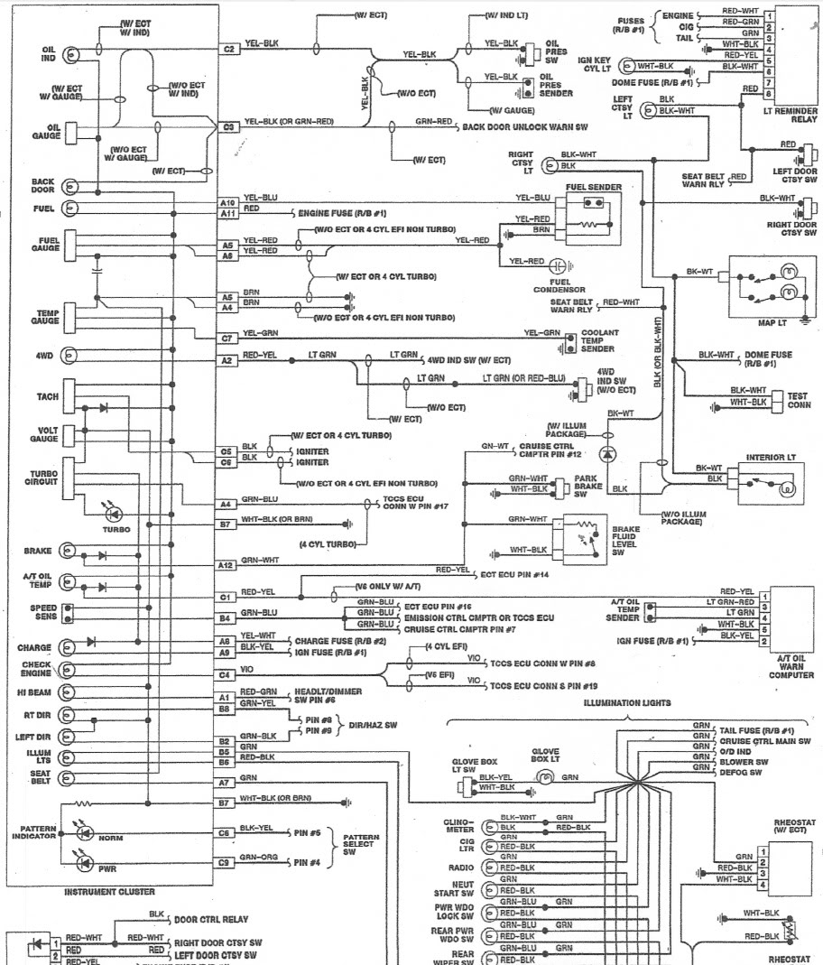 Need Clutster Wiring Diagrams, 1990 Toyota Pickup Wiring Schematic