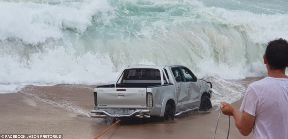 Toyota Hilux Destroyed After Launching Boat On Beach