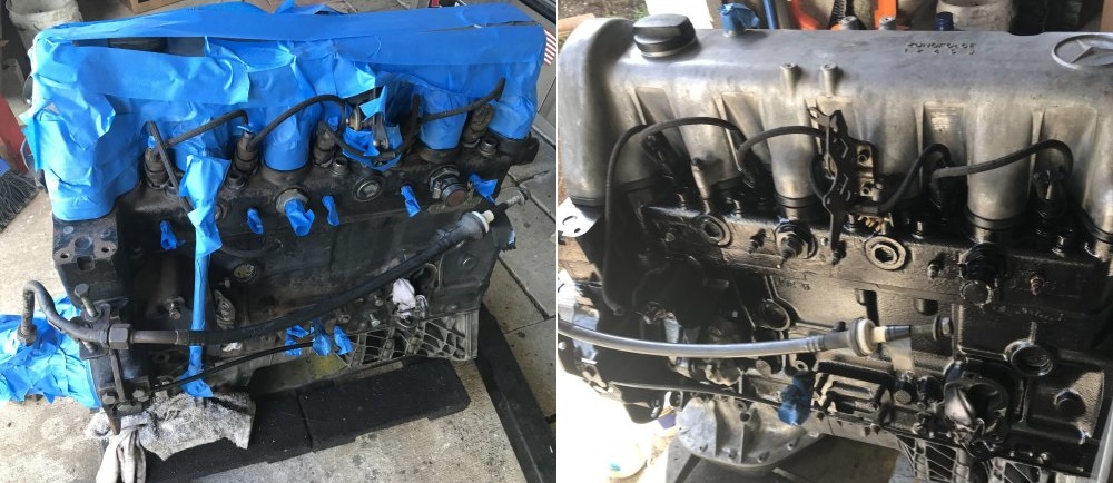 Diesel Engine Before and After Paint