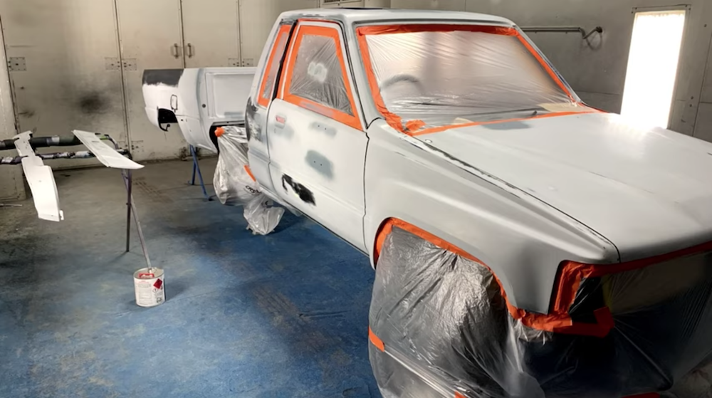 Hilux in Paint booth
