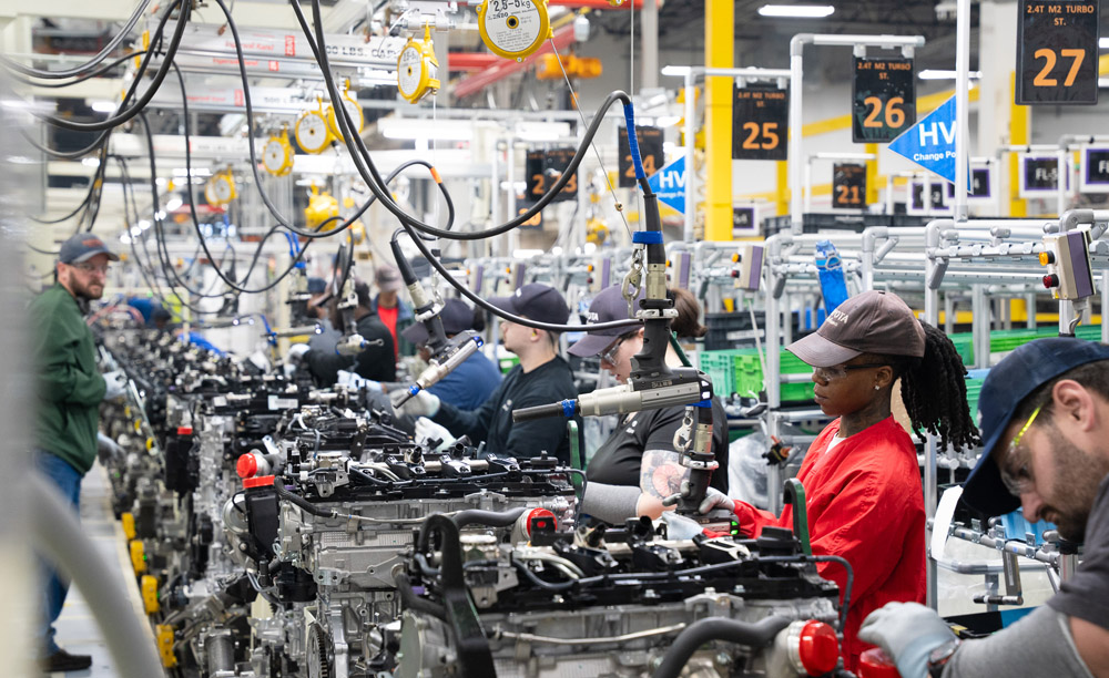 Toyota Engine Production Plant in Huntsville Alabama employees assemble i-FORCE 2.4 engines