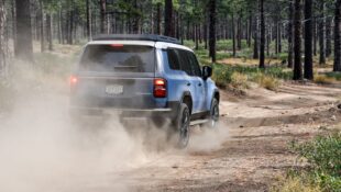 The rear end of a 2024 Toyota Land Cruiser off road